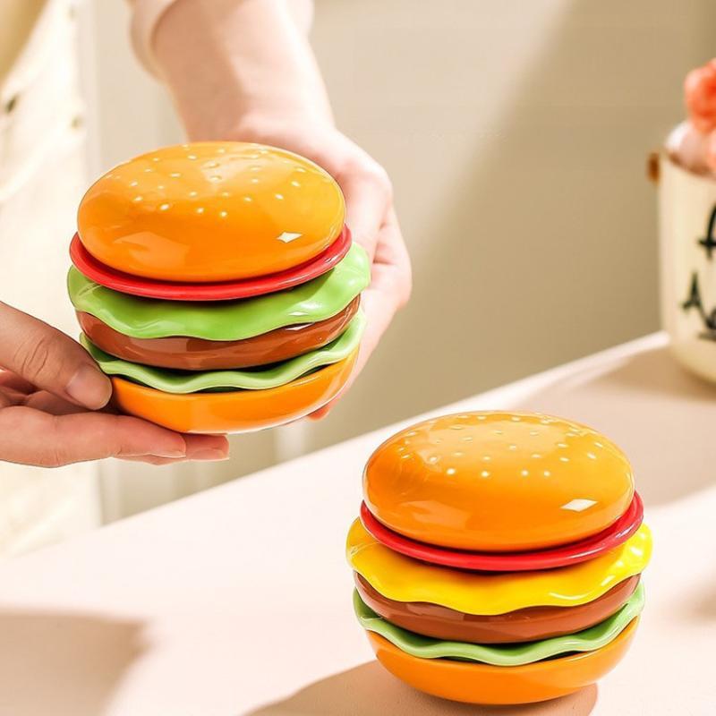 Home Cooking Recipes - 6Pcs Stackable Hamburger Plate Set Dishwasher