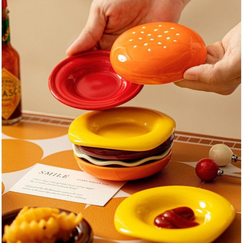 6Pcs Stackable Hamburger Plate - Home Cooking Recipes review and price