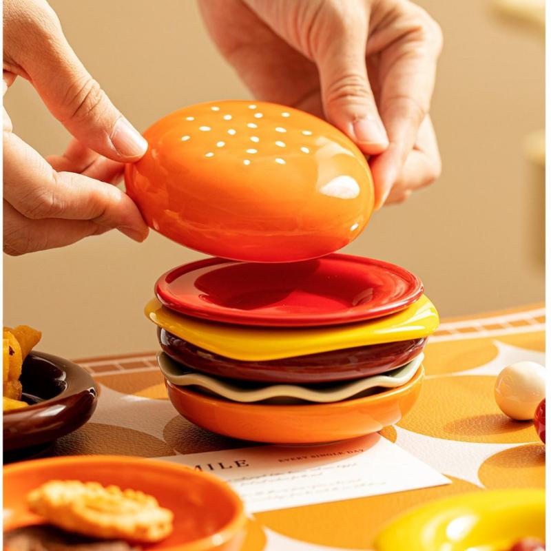 6Pcs Stackable Hamburger Plate - Home Cooking Recipes review and price